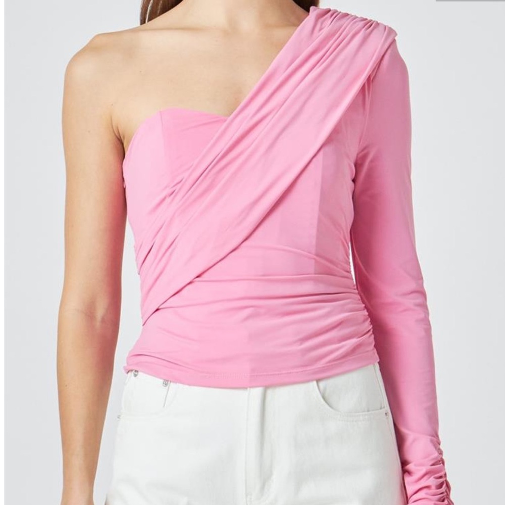 One Shoulder Shirred Knit Top